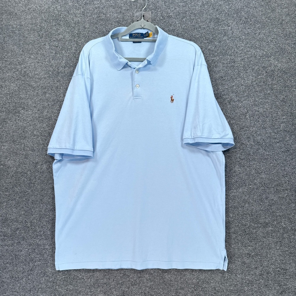 Polo Ralph Lauren Shirt Mens XL Blue Classic Fit Short Sleeve Flesh Pony Logo